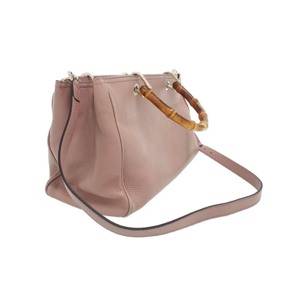 Gucci Leather Shopper Bamboo Tote Bag 2way